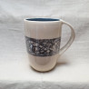 Grand mug ansé motif celtique, série bleu-blanc - MA01