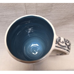 Grand mug ansé motif celtique, série bleu-blanc - MA01