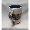 Grand mug ansé motif celtique, série bleu-blanc - MA01