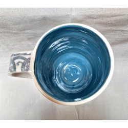 Grand mug ansé motif celtique, série bleu-blanc MA05